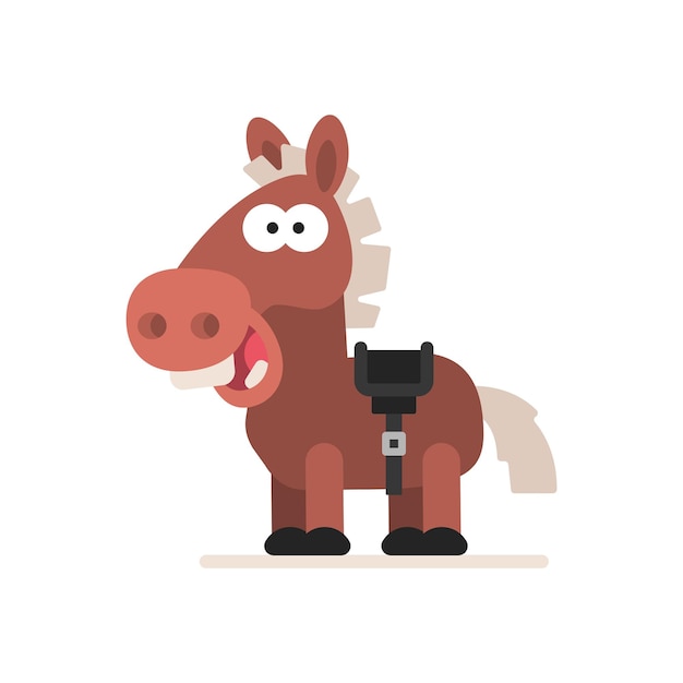 Grappig paard staat en glimlacht Vectorkarakter Vectorillustratie
