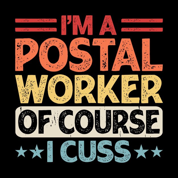 Vector grappig postbode retro vintage postbode t-shirt ontwerp