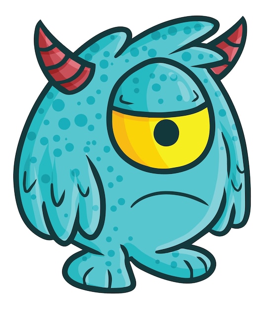 Vector grappig tosca een oog monster met hoorn cartoon illustratie