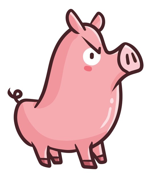 Vector grappig varken met een boze uitdrukking cartoon illustratie