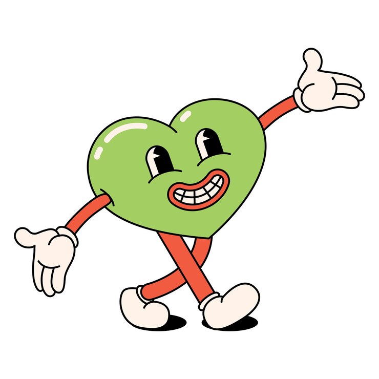 Grappig vrolijk cartoon hippiehart All peace groovy in de stijl van de jaren 60 70 Positief en goed