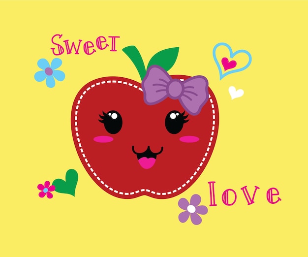 grappige appel fruit vector cartoon ilustration