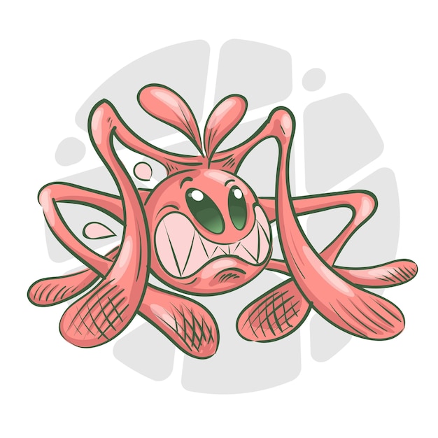 Grappige bacteriën virus en ziekteverwekker stripfiguur Cute xAmicrobe pictogram op witte achtergrond