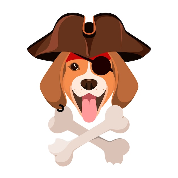 Grappige beagle piraat hond Cartoon ontwerp