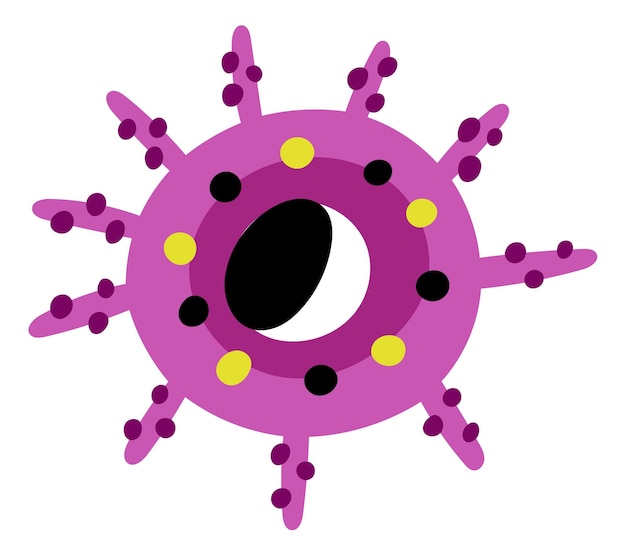Vector grappige biologiecel viraal micro-organisme kleurrijk karakter geïsoleerd op witte achtergrond