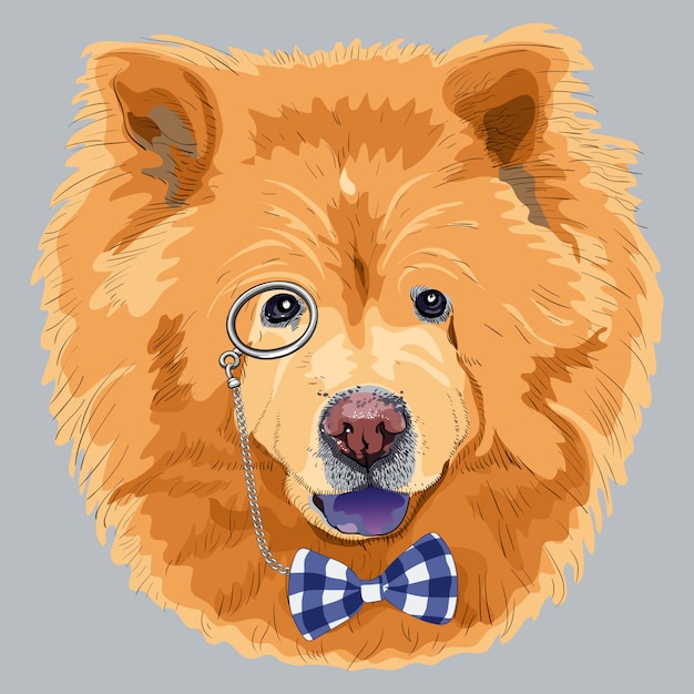 Vector grappige cartoon hipster chow-chow hond