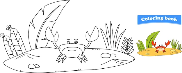 Grappige cartoon krab Kleurplaten Vector illustratie