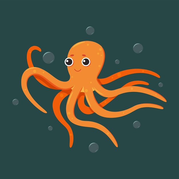 Grappige cartoon octopus met bubbels Vector illustratie