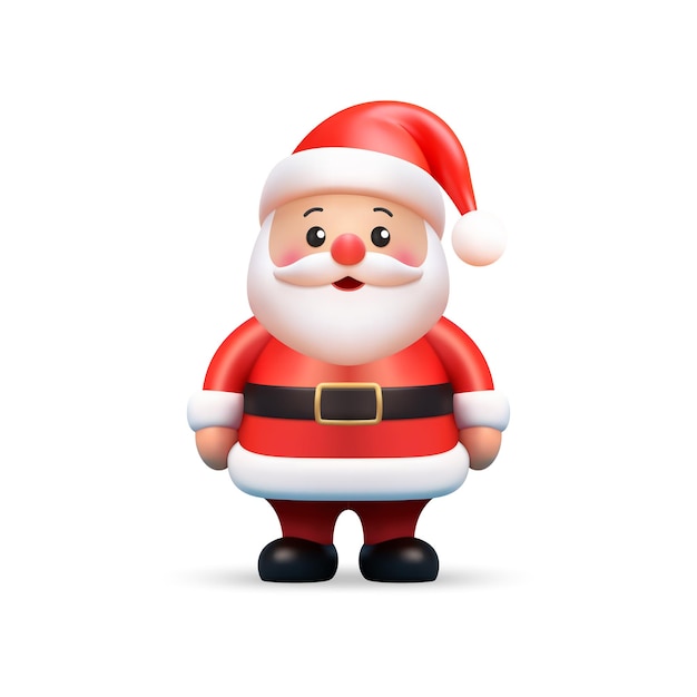 Grappige cartoon Santa Claus positieve kerst karakter 3d pictogram realistische vectorillustratie