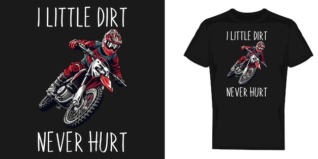 Grappige dirt biking motorfiets t-shirt ontwerp vector sjabloon