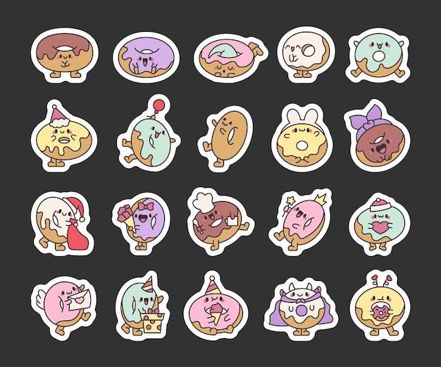 Grappige donut cartoon personage Sticker Boekmerk