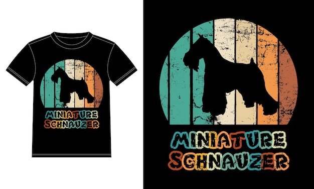Grappige Dwergschnauzer Vintage Retro Zonsondergang Silhouet Geschenken Hondenliefhebber Hondenbezitter Essentieel T-Shir