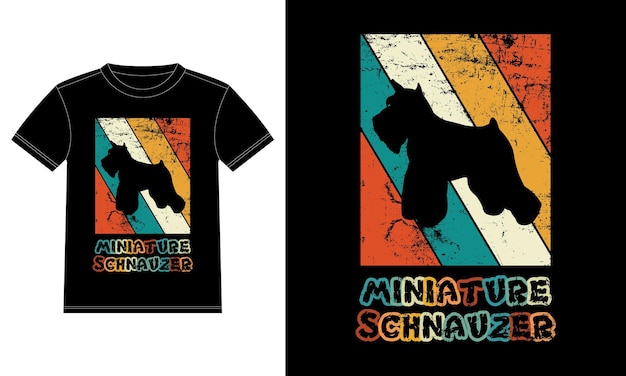 Grappige Dwergschnauzer Vintage Retro Zonsondergang Silhouet Geschenken Hondenliefhebber Hondenbezitter Essentieel T-Shir