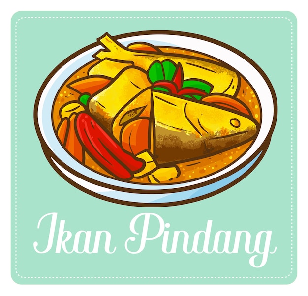 Grappige en lekkere "Ikan Pindang", een traditioneel visgerecht uit Indonesië.