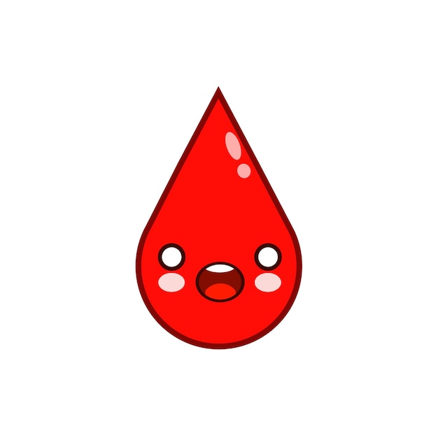 Grappige en schattige rode warmwaterdruppel glimlachend vlakke stijl vectorillustratie