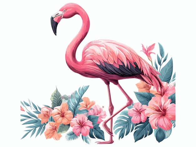Grappige flamingo in vector stijl geïsoleerd op wit