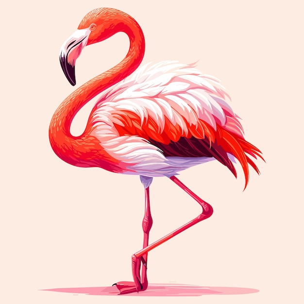 Vector grappige flamingo in vector stijl geïsoleerd op wit