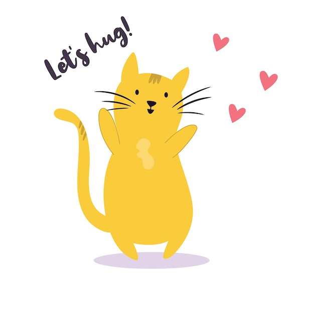 Grappige gele kat die wil knuffelen