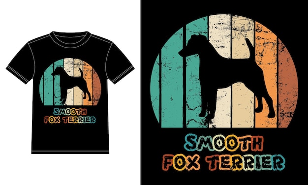 Grappige Gladde Fox Terrier Vintage Retro Zonsondergang Silhouet Geschenken Hondenliefhebber Hondenbezitter Essentieel T-shirt