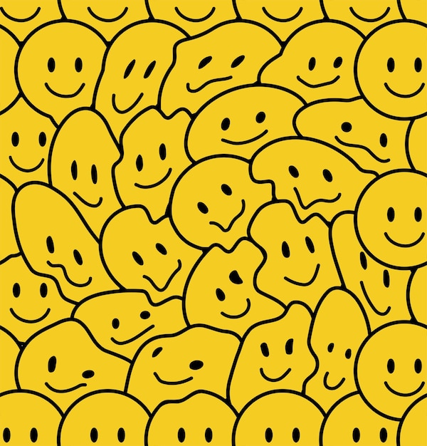 Vector grappige glimlach gezichten naadloos patroon