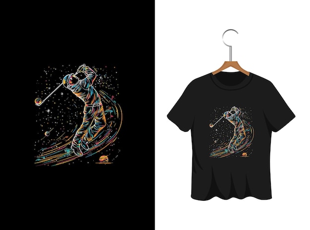 grappige golfer astronaut t-shirt ontwerp kunstwerk