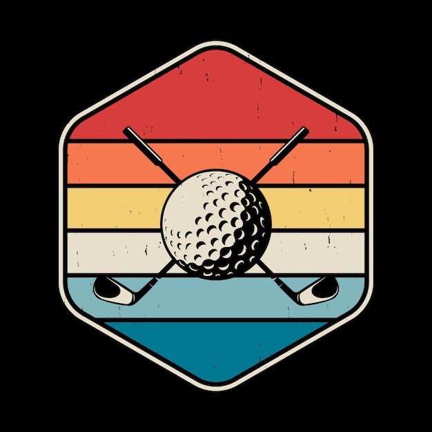 Vector grappige golfspelers golfer retro vintage golf t-shirt ontwerp