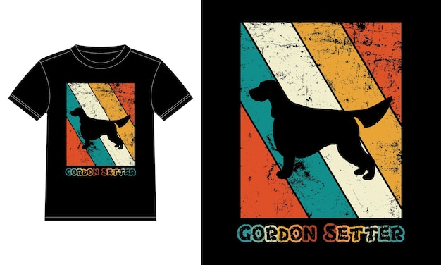 Grappige Gordon Setter Vintage Retro Zonsondergang Silhouet Geschenken Hondenliefhebber Hondenbezitter Essentieel T-shirt