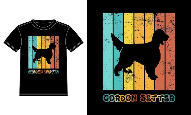 Grappige Gordon Setter Vintage Retro Zonsondergang Silhouet Geschenken Hondenliefhebber Hondenbezitter Essentieel T-shirt