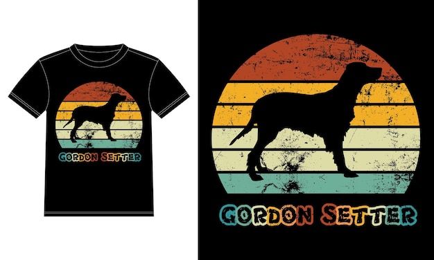 Grappige Gordon Setter Vintage Retro Zonsondergang Silhouet Geschenken Hondenliefhebber Hondenbezitter Essentieel T-shirt