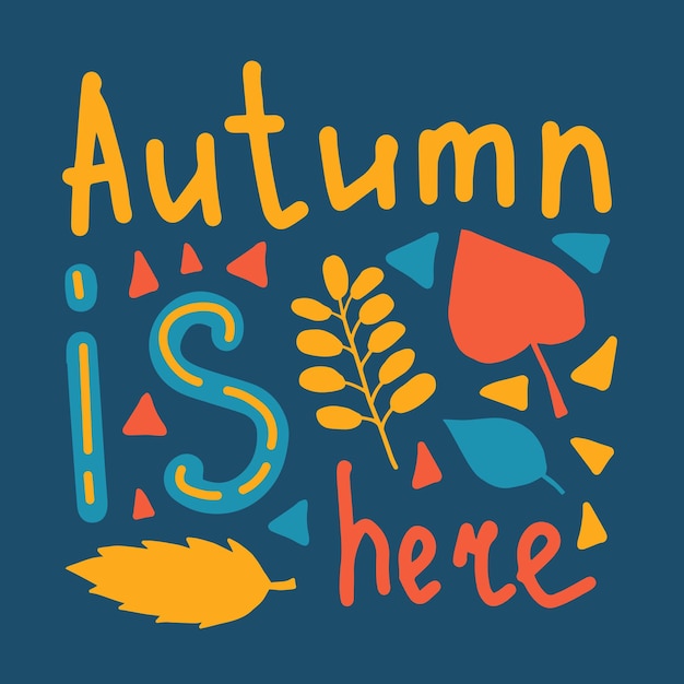 Grappige herfst handgetekende vectorillustratie met belettering