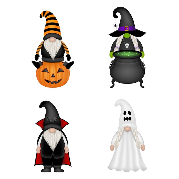 Grappige kabouters met halloweenkostuums