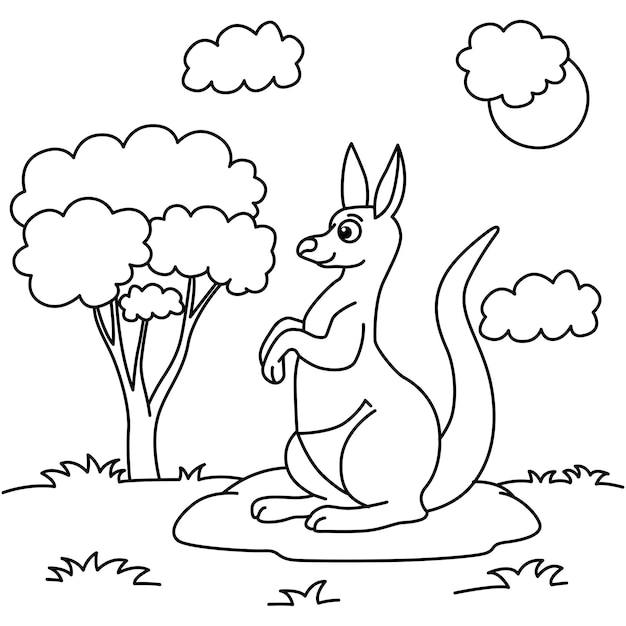Grappige kangoeroe stripfiguren vectorillustratie Voor kinderen kleurboek