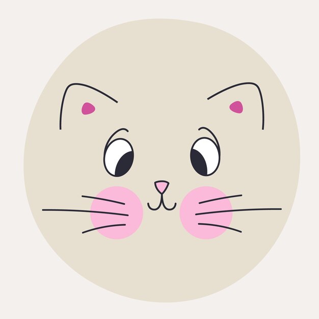 Grappige kat gezicht abstract personage mascotte ontwerp grappig gezicht schattig iconx9