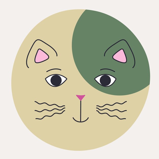 Grappige kat gezicht abstract personage mascotte ontwerp grappig gezicht schattig iconx9