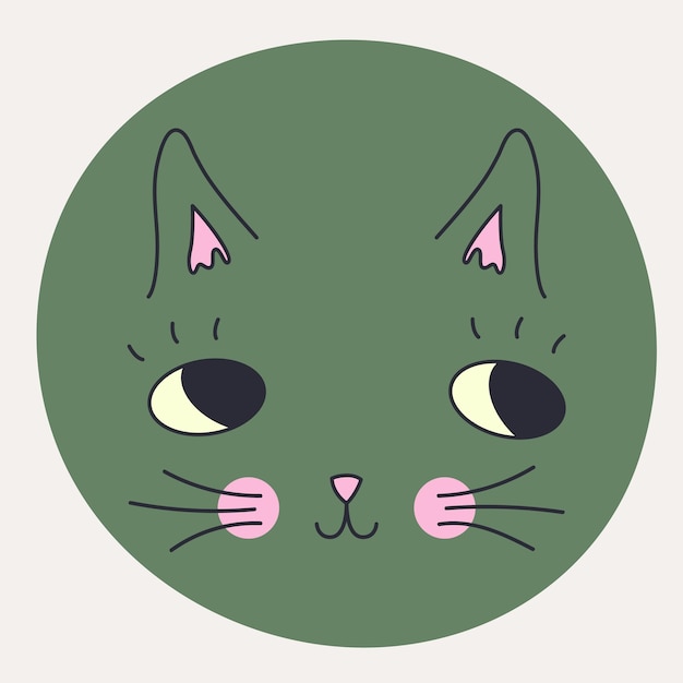 Vector grappige kat gezicht abstract personage mascotte ontwerp grappig gezicht schattig iconx9