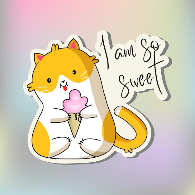 Grappige katten sticker Leuke Kawaii Kat in grappige houding Cartoon katten stickers ontwerp Schattig kawaii dier