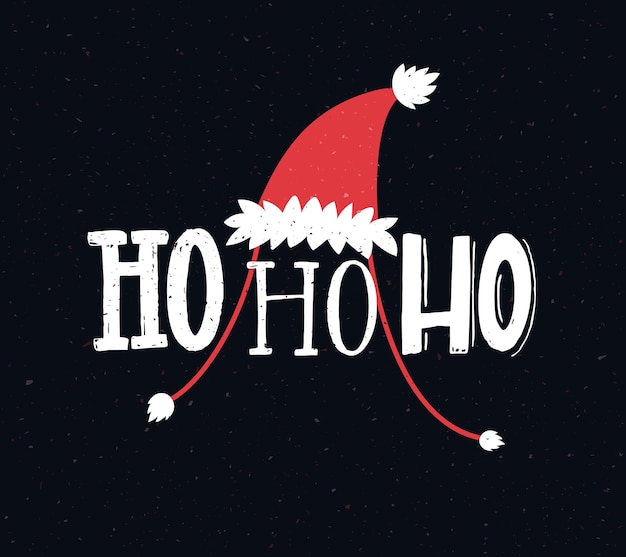 Grappige kerstkaart met tekst ho ho ho Hand belettering groeten Hohoho