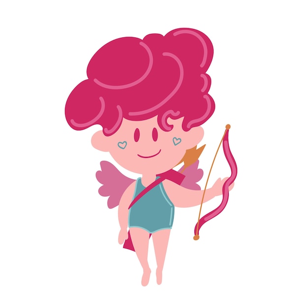 Grappige kleine cupid Illustratie van een Valentijnsdag Amur baby engel Vector illustratie in een cartoon-stijl geïsoleerd op een witte achtergrond