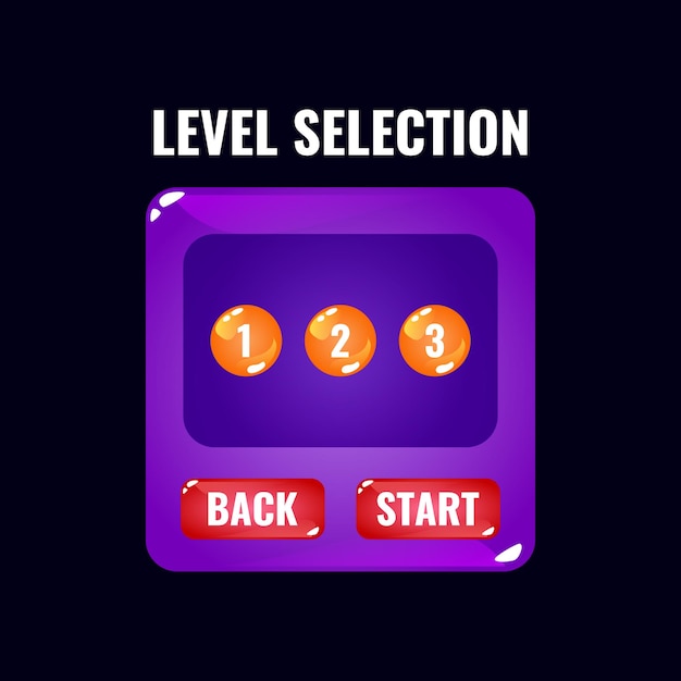 Grappige kleurrijke jelly game ui level selectie-interface voor 2d-games