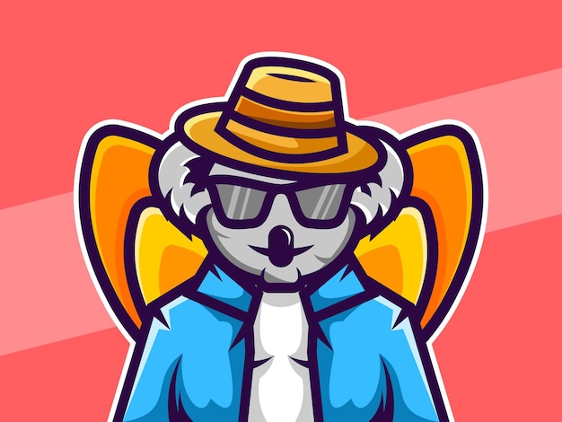 Grappige Koala Karakter Illustratie Premium Vector Voor Logo Gaming