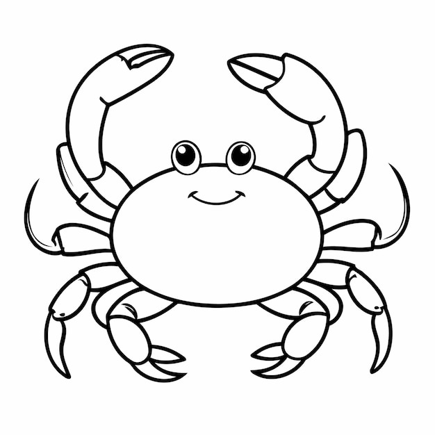 Vector grappige krab tekening illustratie voor kleurpagina