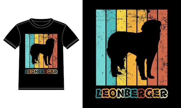 Grappige Leonberger Vintage Retro Zonsondergang Silhouet Geschenken Hondenliefhebber Hondenbezitter Essentieel T-shirt