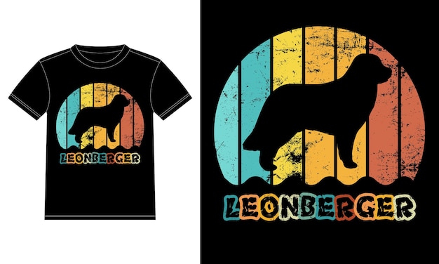 Grappige Leonberger Vintage Retro Zonsondergang Silhouet Geschenken Hondenliefhebber Hondenbezitter Essentieel T-shirt