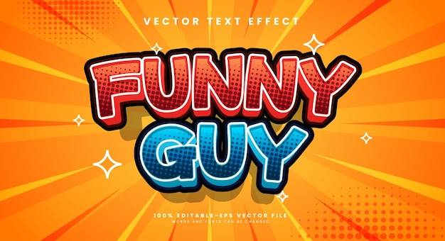 Grappige man, bewerkbare tekststijleffect. Vectorteksteffect met een leuke cartoonstripstijl