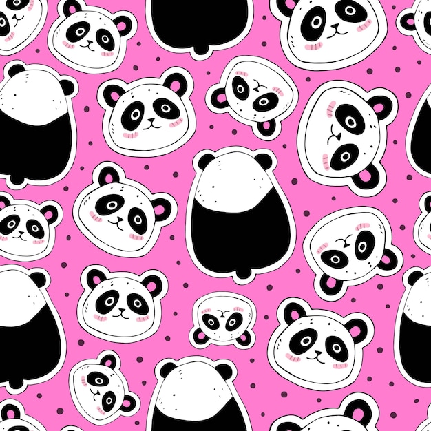 grappige naadloze patroon vector met schattige cartoon panda's