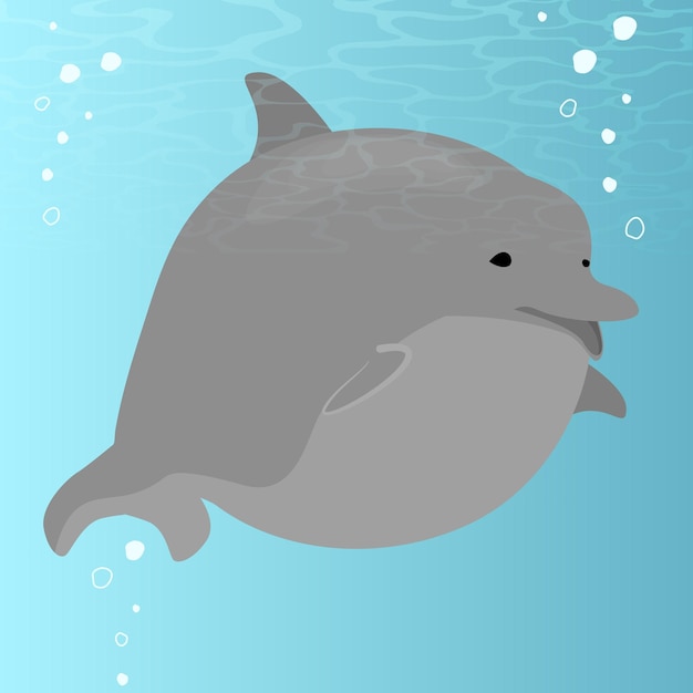 grappige platte illustratie dolfijn zeepbel ballon