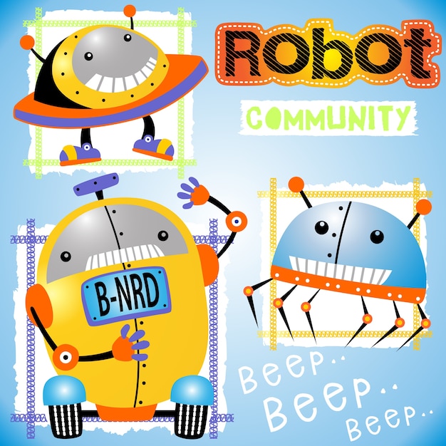 Vector grappige robots cartoon