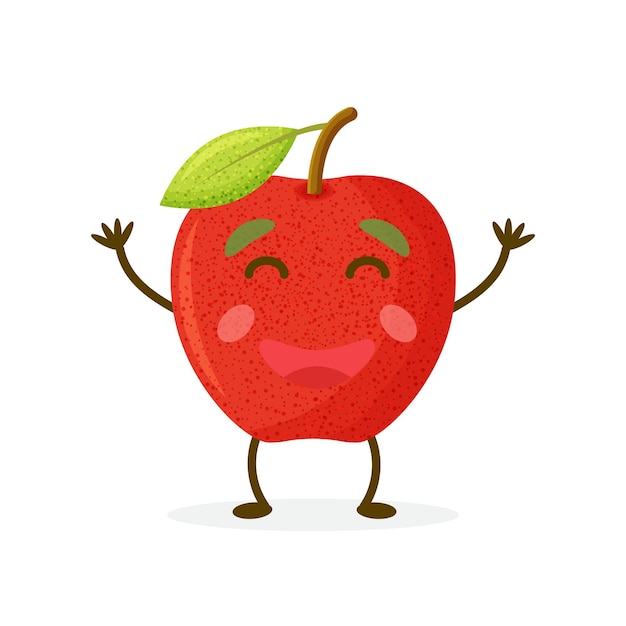 grappige rode appel karakter mascotte decoratie element cartoon vectorillustratie geïsoleerd