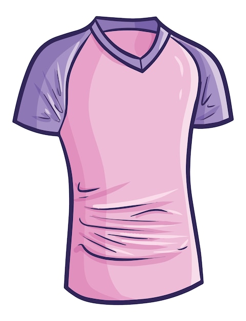 Vector grappige roze paarse vrouw sport shirt cartoon afbeelding