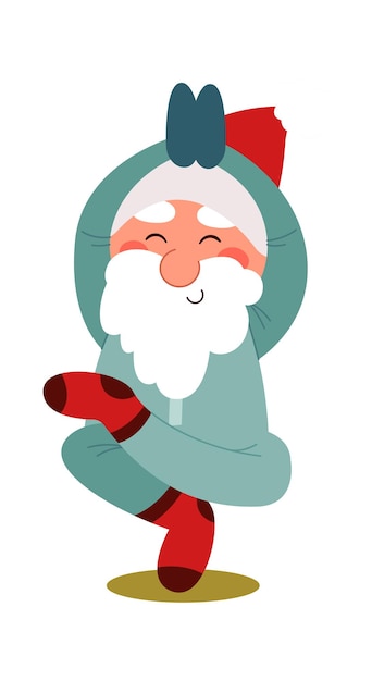 Grappige Santa Claus platte icoon Meditatie Gezonde hobby